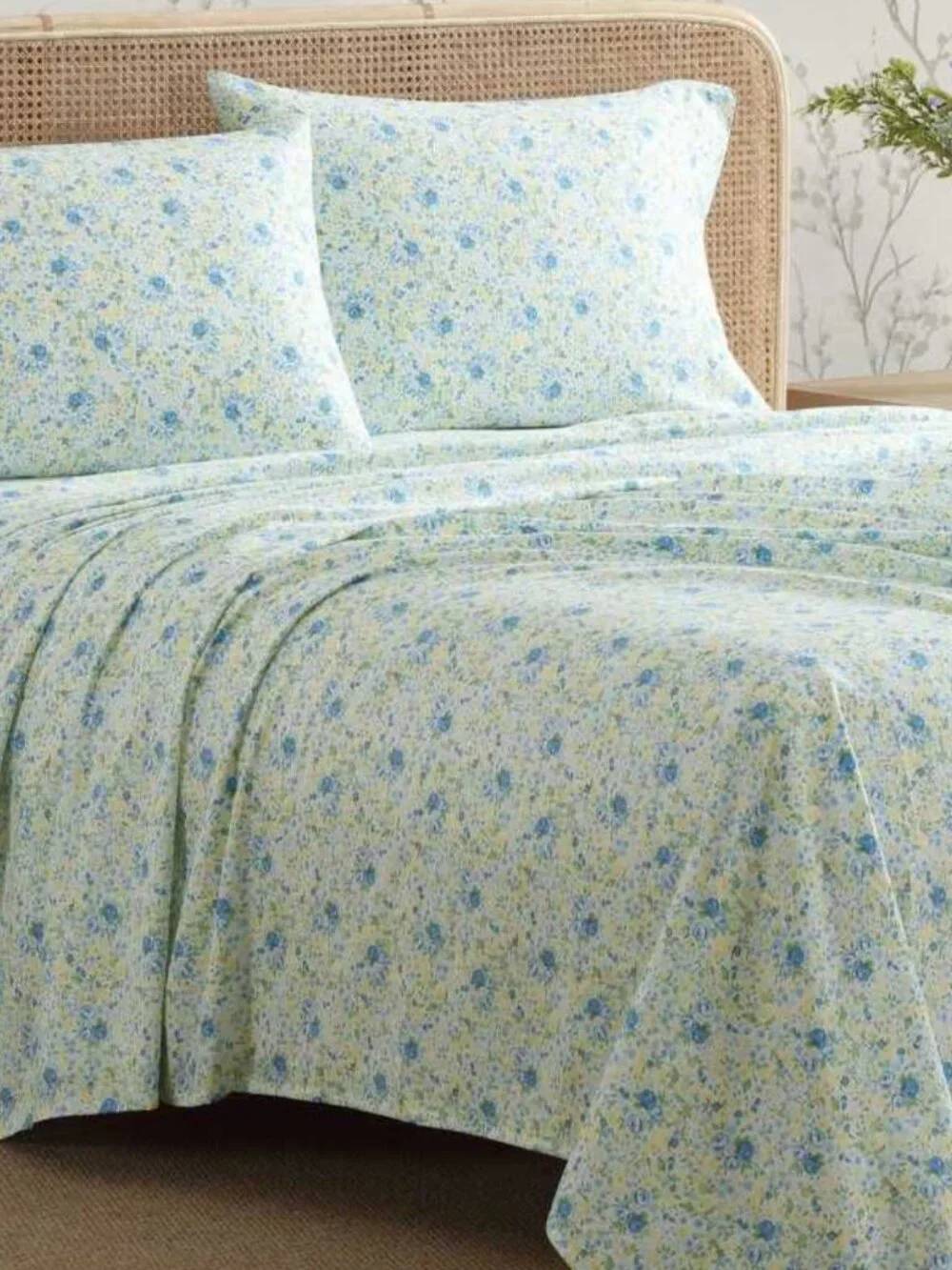 Laura Ashley Rowena Cotton FULL Sheet Set 4pc Cottage Farmhouse Chic Floral New